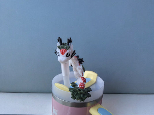 3D articulated sushi dragon straw cap / 3d printed dragon animals / food sushi dragon tadling straw topper cover Fidget figurines
