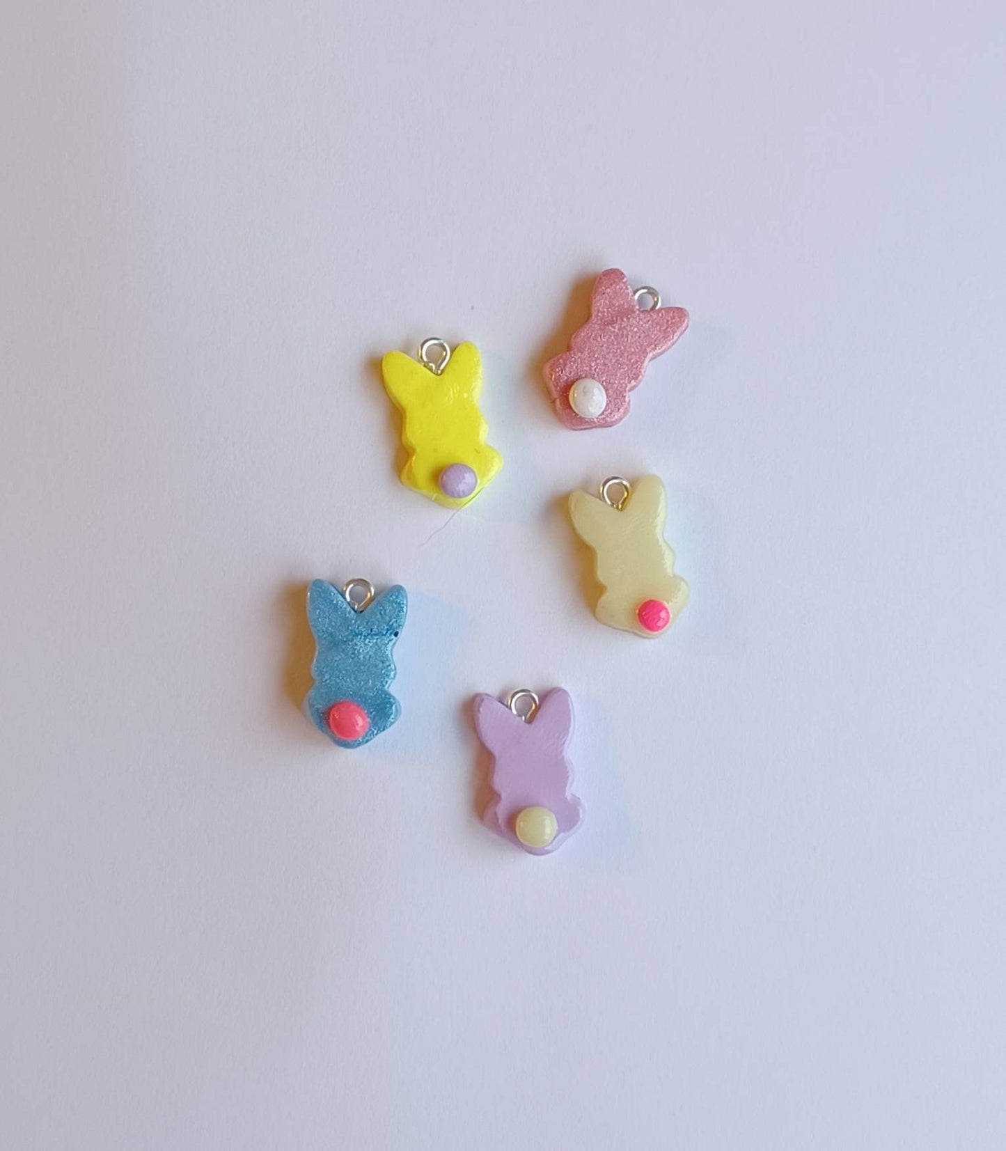 Kawaii decorative easter bunny tail charms / polymer clay easter charms / kawaii food charms / kawaii bunny rabbit butt charms