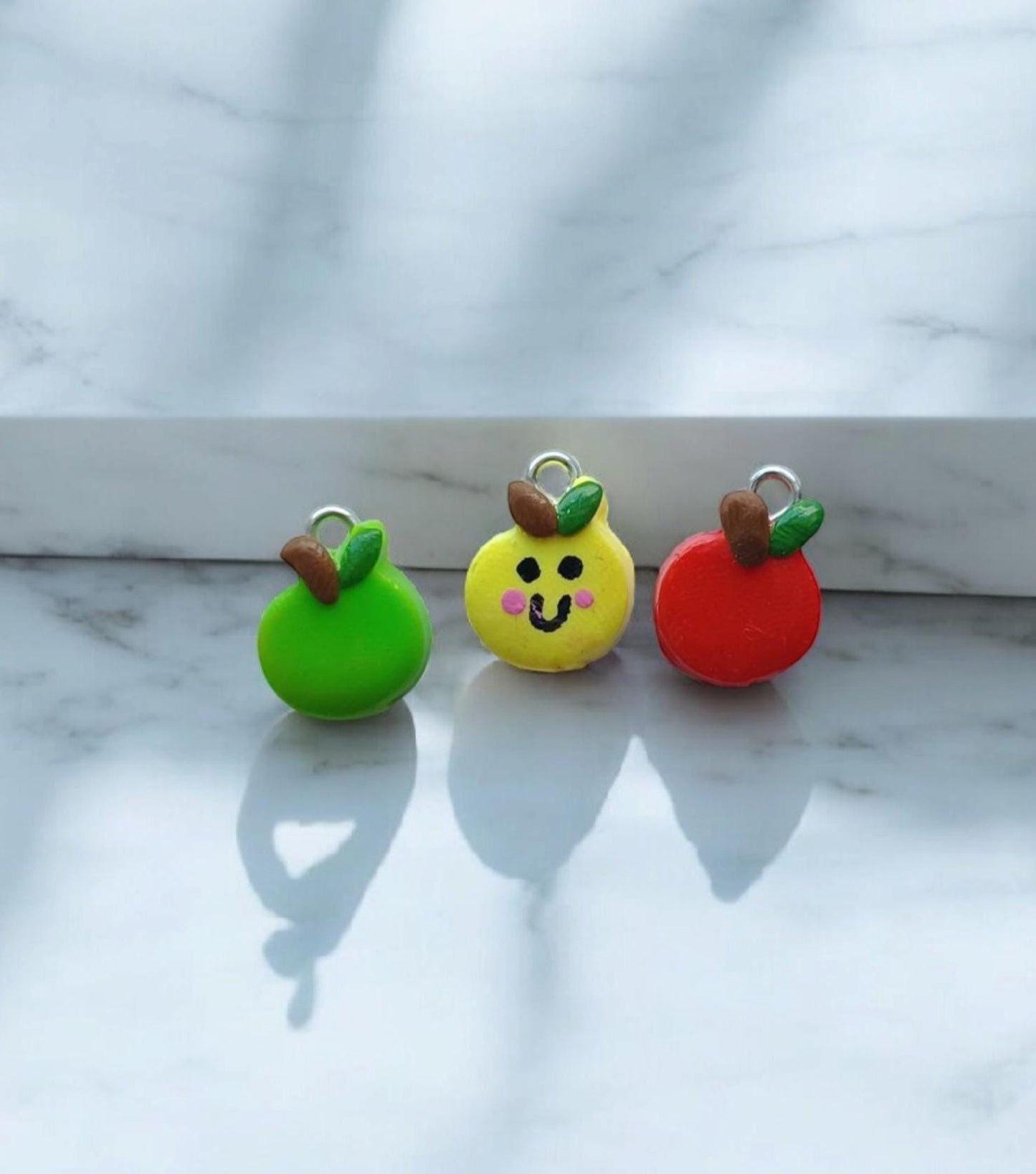 Kawaii apple charms / polymer clay apple charms / kawaii food charms / kawaii food jewelry