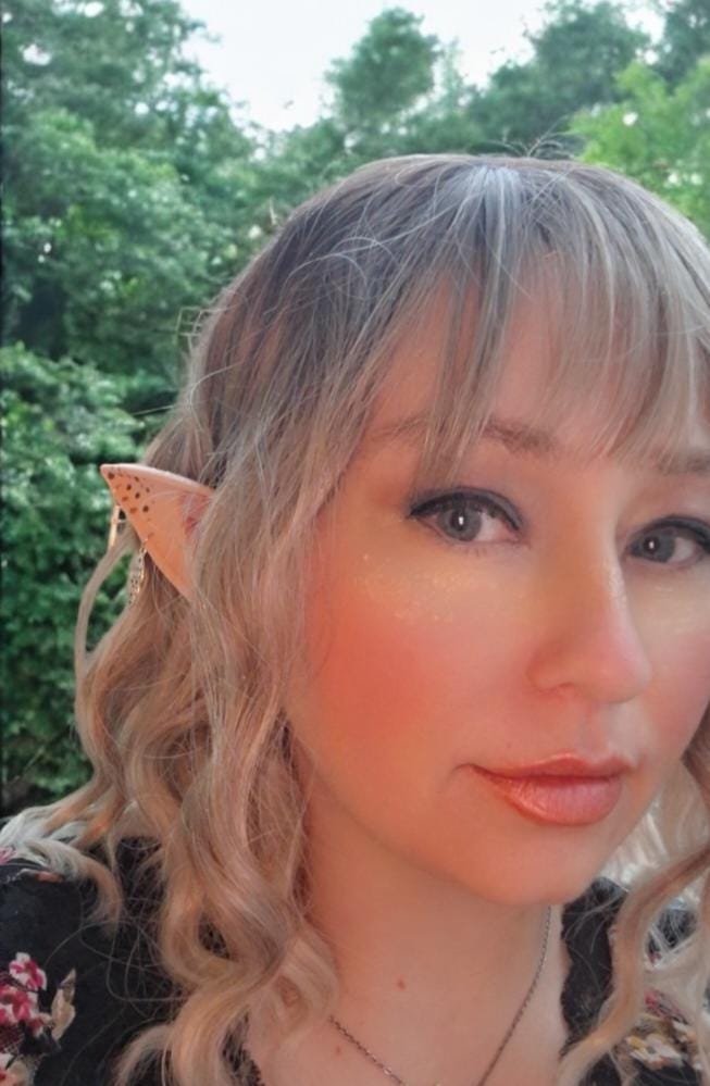 Celtic knot brown gold freckle rubber fairy pixie elf ears / halloween costume accessory cosplay elf ears / painted elf ears with earrings