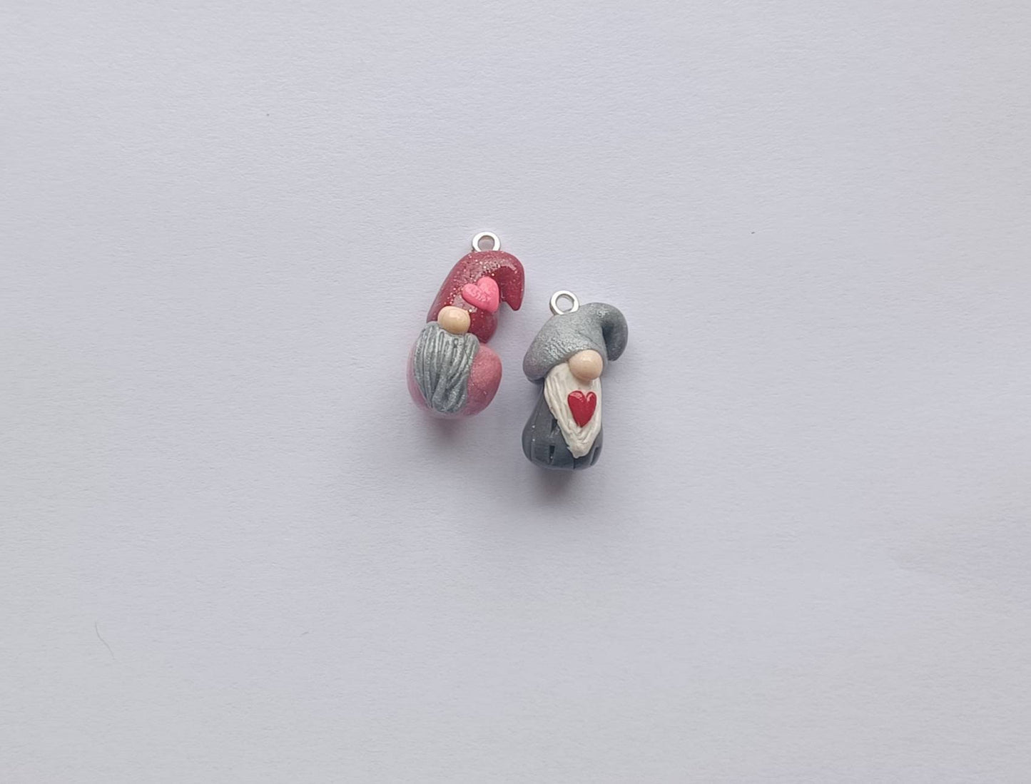 Kawaii heart gnome charms / polymer clay gnome charms / kawaii valentine holiday charms / valentines day gnome charms