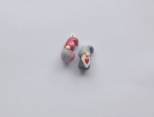 Kawaii heart gnome charms / polymer clay gnome charms / kawaii valentine holiday charms / valentines day gnome charms