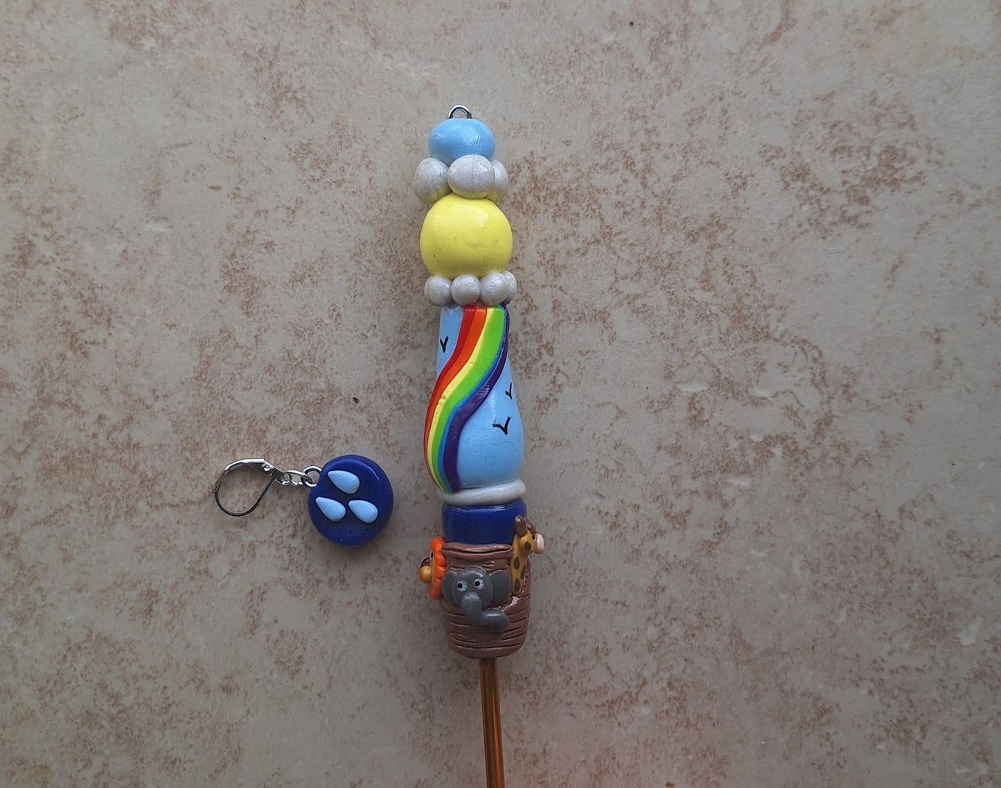 Polymer clay Christian religious Noah's ark crochet hook