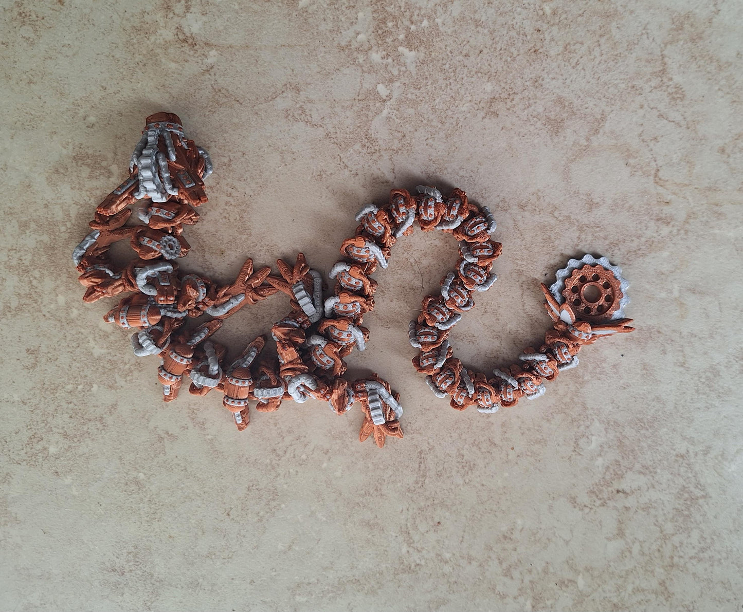 3D articulated silver copper steampunk dragon / 3d printed steam punk gear dragon animals Fidget display knick knack