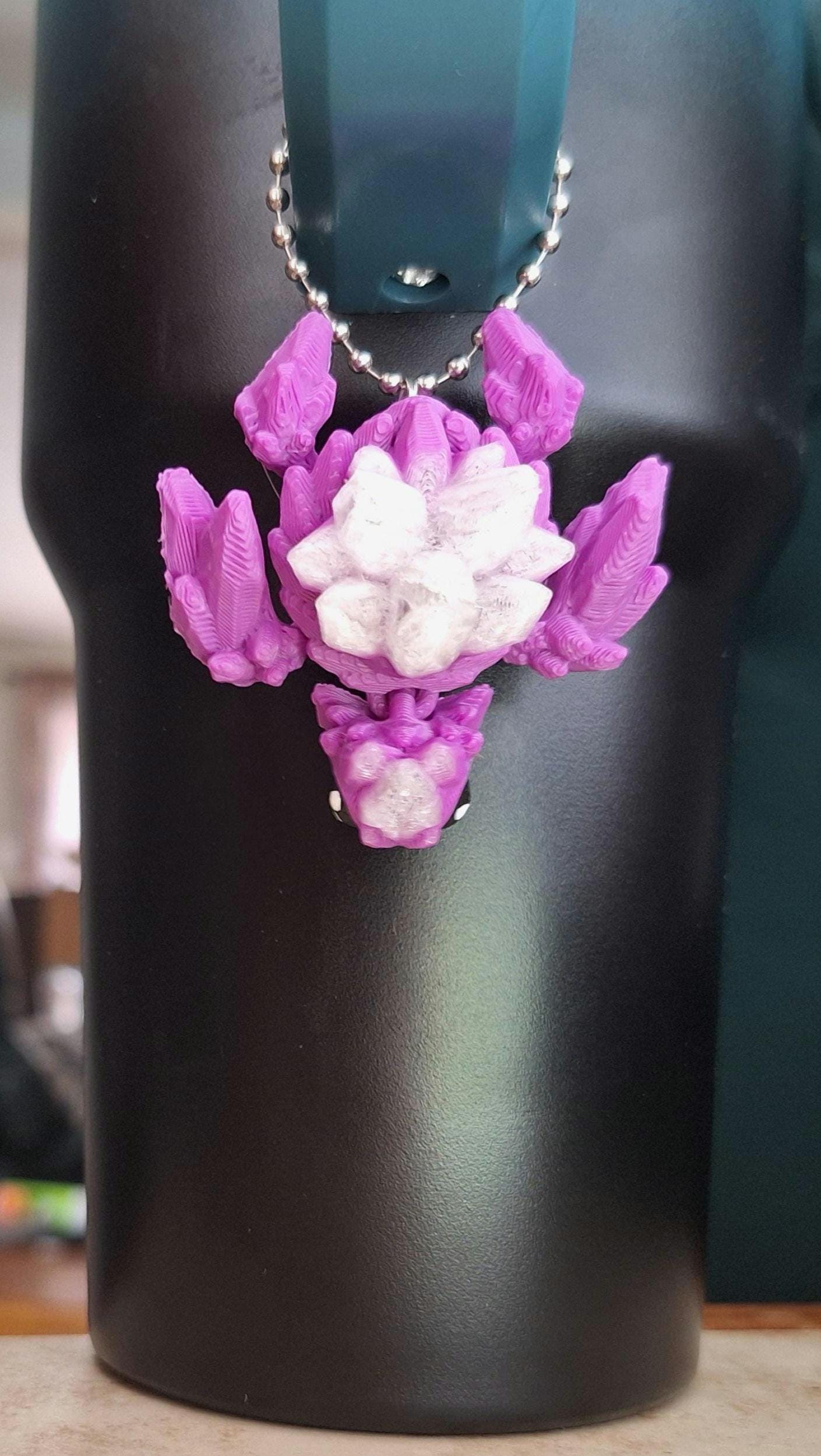 3D articulated clear purple gemstone turtle tumbler handle charm / 3d printed turtle animal gemstone crystal turtle tumbler charm Fidget