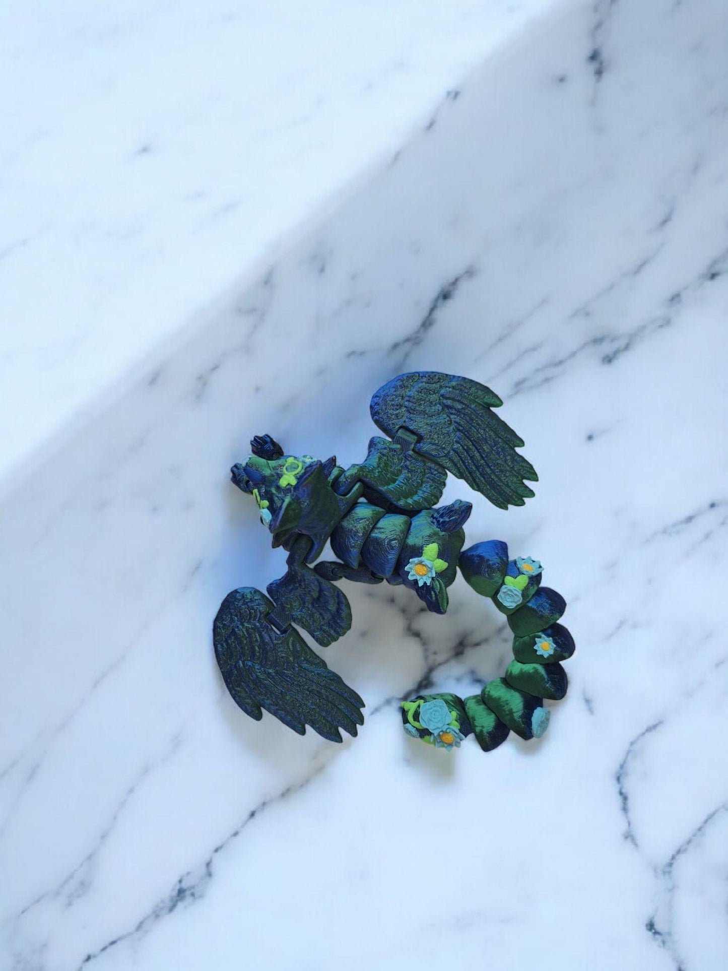 3D articulated winged fae fox / 3d printed floral fox figure 3d print / 3d printed animals figurine knick knack Fidget