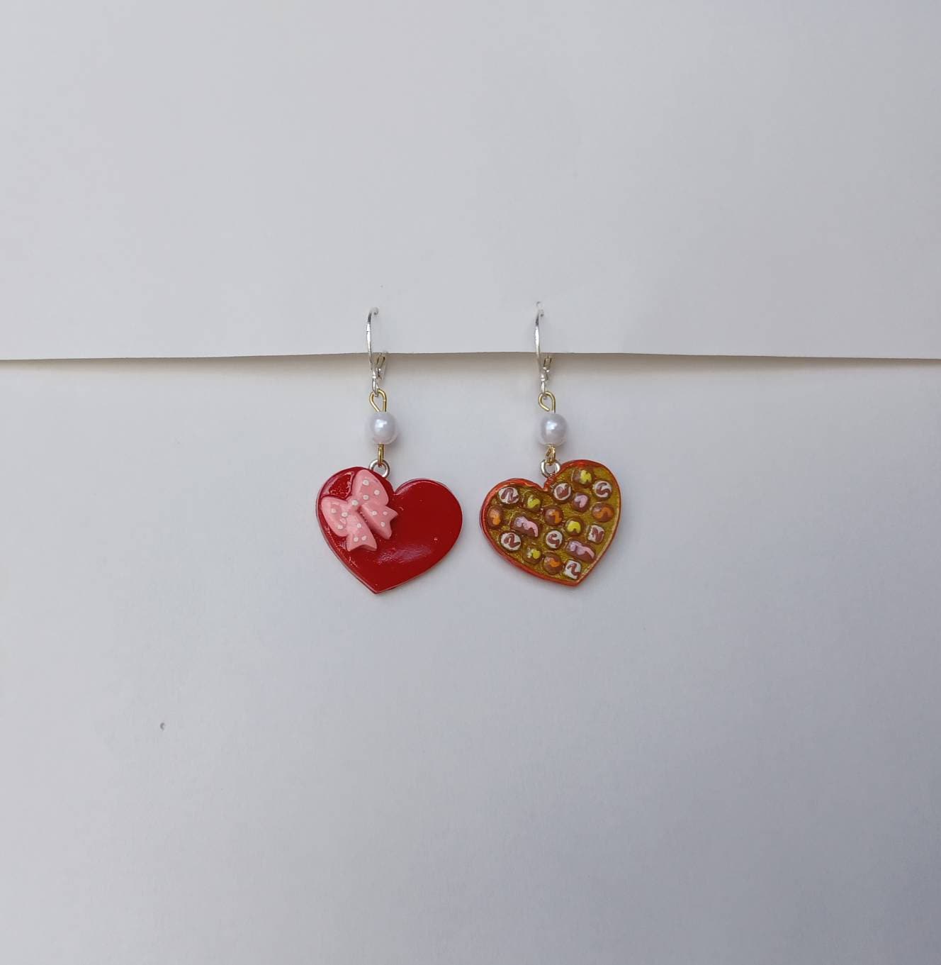 Kawaii valentine earrings / polymer clay valentine chocolate heart earrings / kawaii heart jewelry / valentine chocolate box