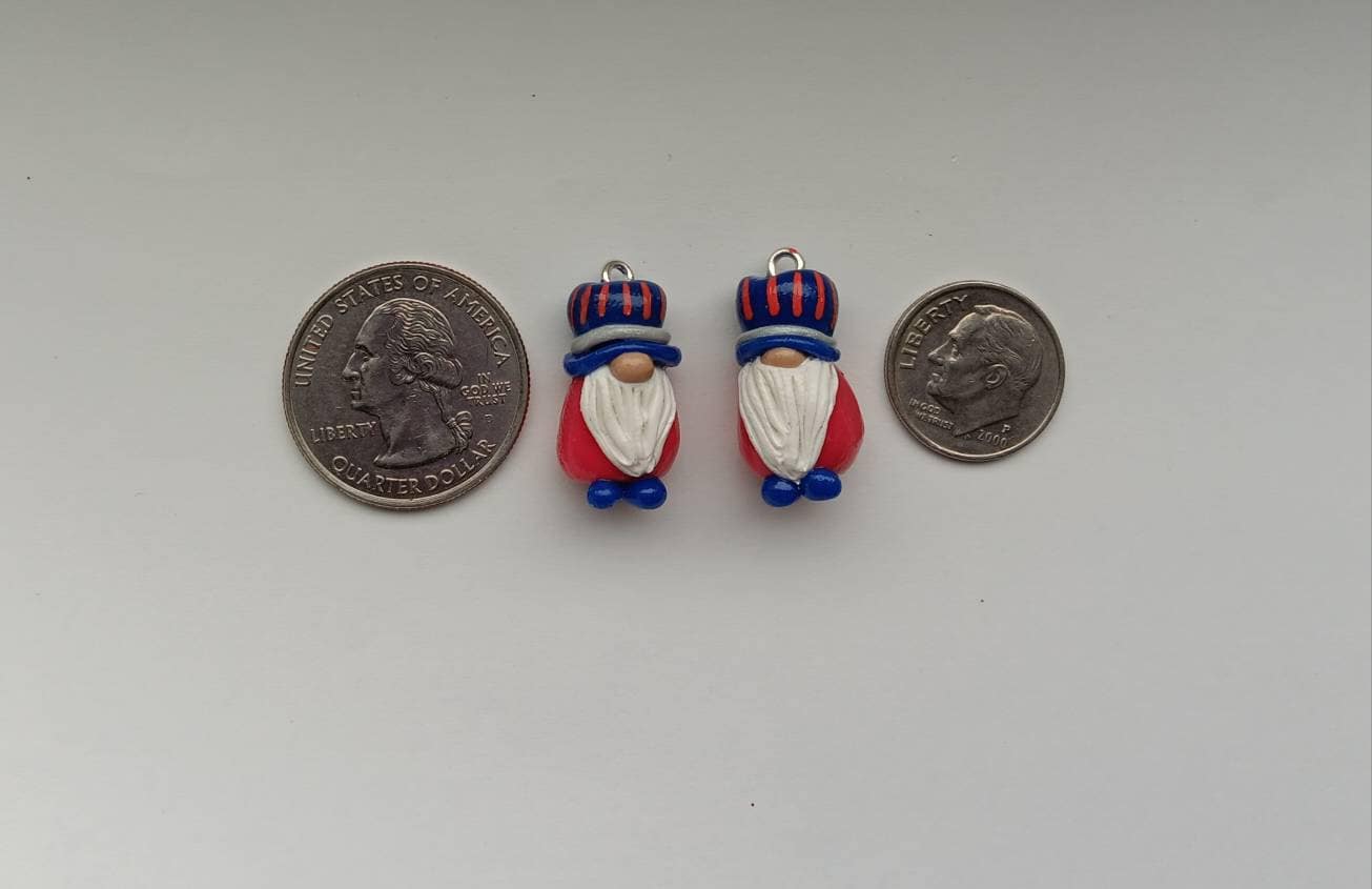 Kawaii 4th of july gnome charms / polymer clay gnome charms / kawaii independence holiday charms / red white blue USA gnome charms