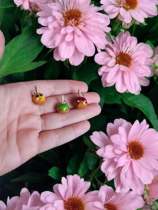 Polymer clay caramel apple charms / cute kawaii clay carmel apple food charms jewelry stitch marker progress keeper notions