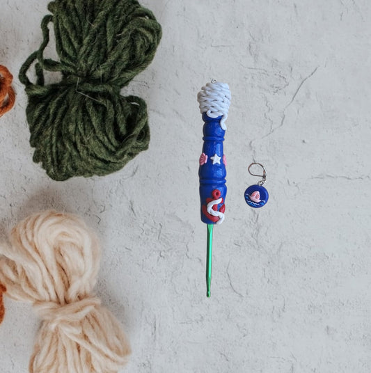 Polymer clay nautical rope anchor crochet hook