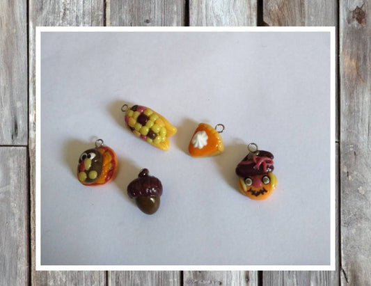 Thanksgiving charms set / polymer clay Thanksgiving charms /  Christmas jewelry charms / holiday charms