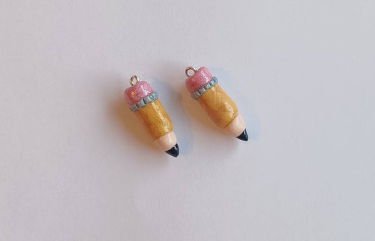 Kawaii pencil charms / polymer clay pencil pen charms / kawaii school teacher charms / kawaii teacher jewelry