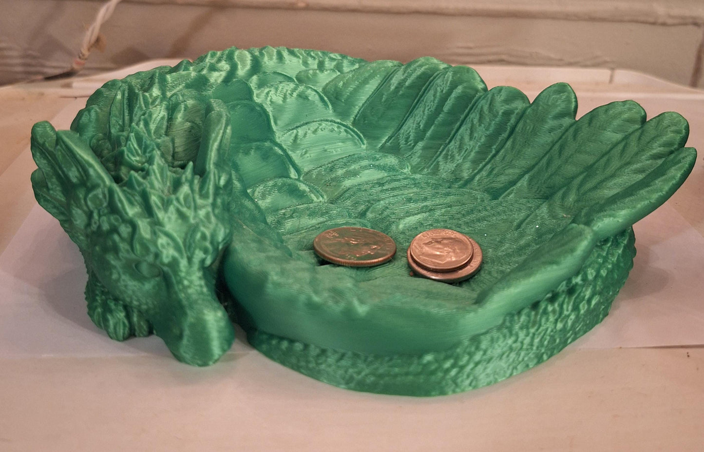 3D printed dragon trinket dish organizer / dragon change holder / 3d printed tabletop coin jewelry trinket tray organizer accessories