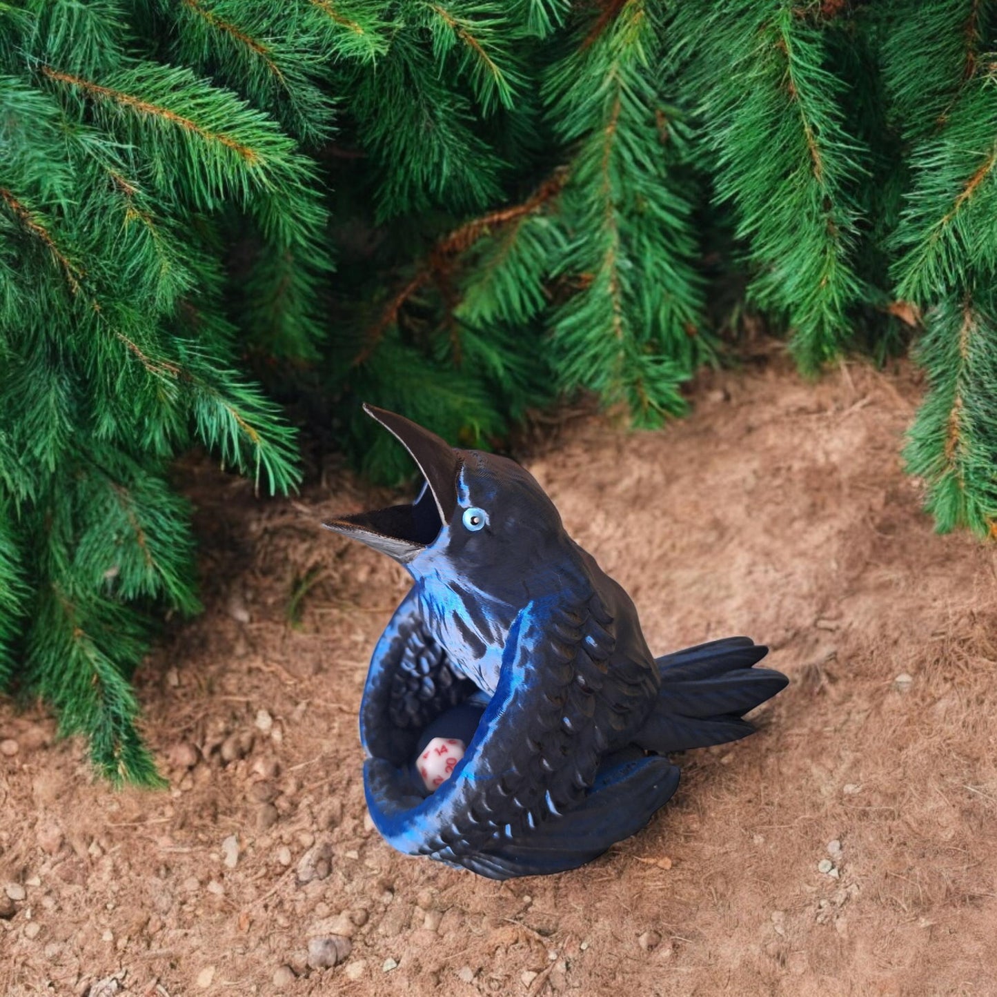 3D printed raven bird dice tower holder / 3d blue black raven dice tower / 3d printed d20 dice tower roller