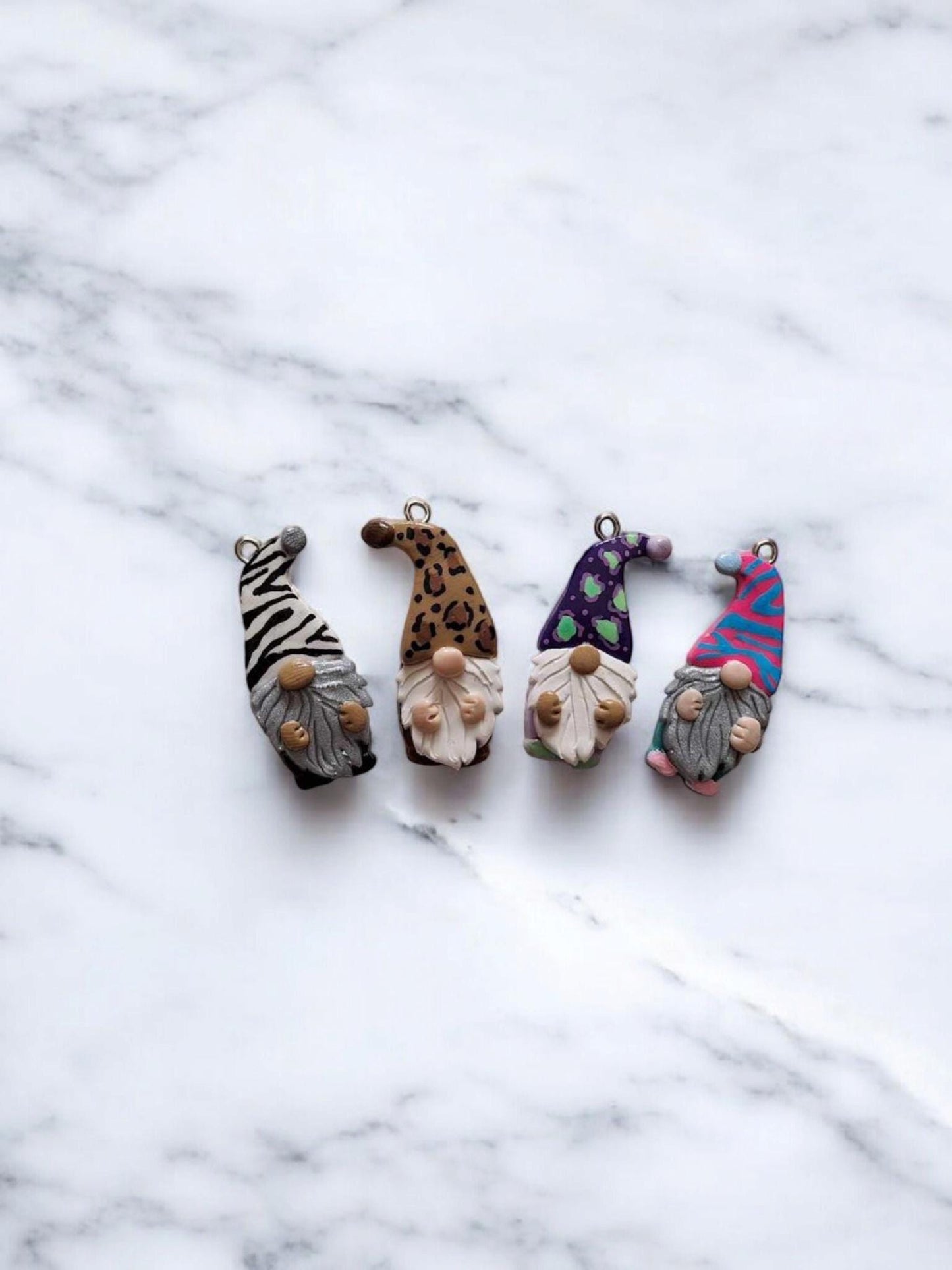 Kawaii animal print gnome charms / polymer clay zebra leopard gnome charms / leopard print gnome charms / colorful gnome charms