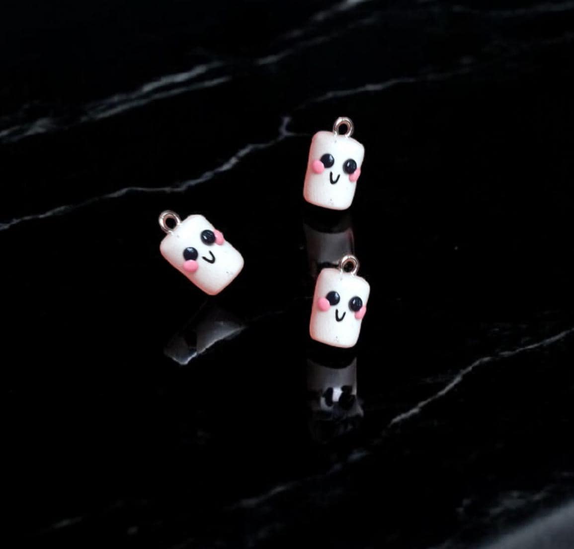 Polymer clay marshmallow charms / cute kawaii clay marshmallow dessert charms jewelry stitch marker progress keeper notions