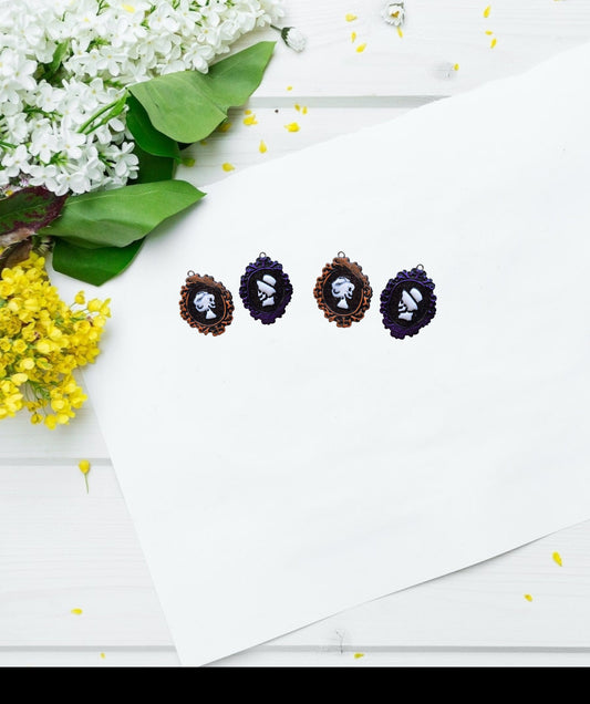 Kawaii halloween cameo charms / clay cameo charms silhouette charms / colorful silhouette jewelry / amulet shape skeleton cameo charms