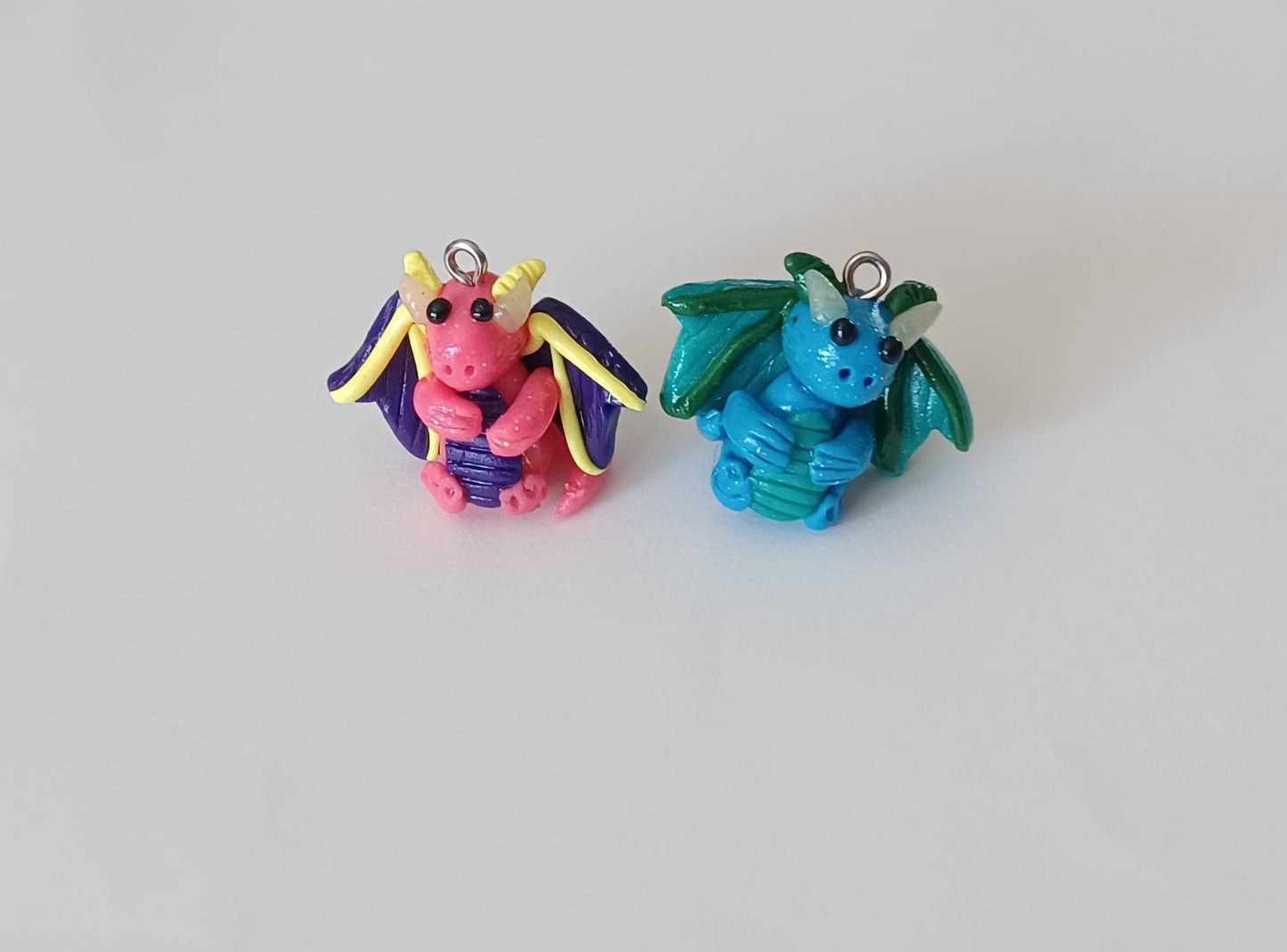 Polymer clay dragon animal charms jewelry stitch marker progress keeper notions