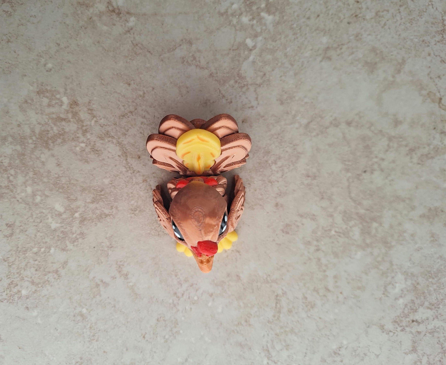 3d printed flexi bird animal turkey / 3d printed thanksgiving animals / bronze yellow red turkey knick knack Fidget figurines