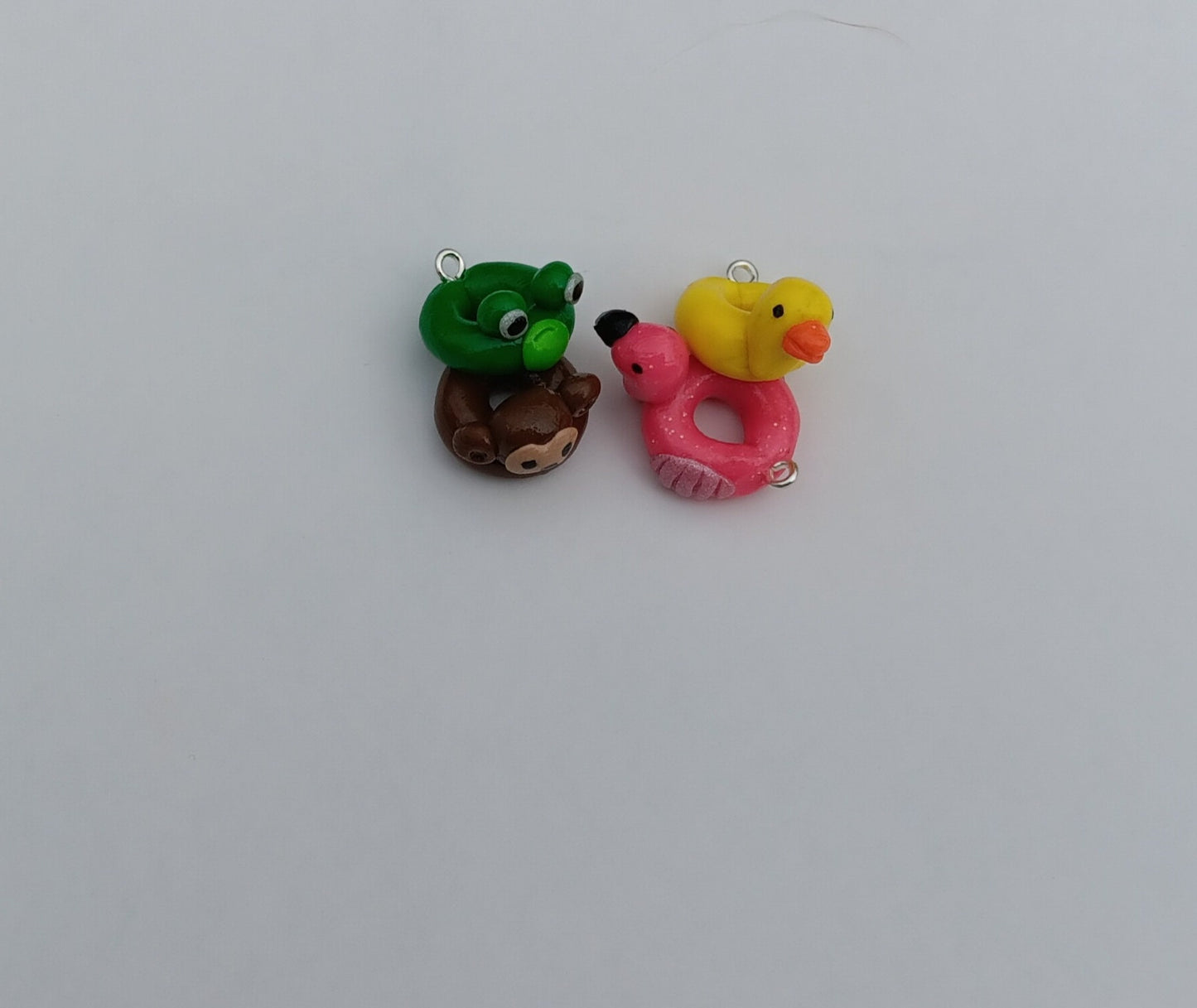 Kawaii summer beach floatie flamingo charms / polymer clay animal charms / animal floatie charms / animal floaty charms frog duck monkey
