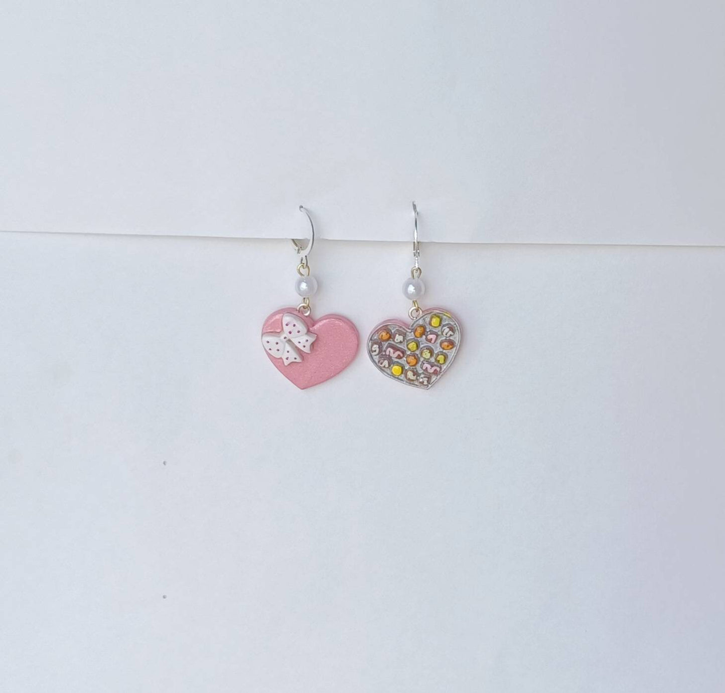 Kawaii valentine earrings / polymer clay valentine chocolate heart earrings / kawaii heart jewelry / valentine chocolate box