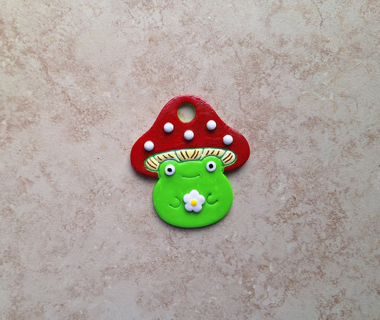 Polymer clay straw tag for stanley tumbler / clay tumbler accessories / toadstool frog cottage core tumbler topper tag tumbler accessories