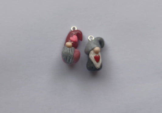 Kawaii heart gnome charms / polymer clay gnome charms / kawaii valentine holiday charms / valentines day gnome charms