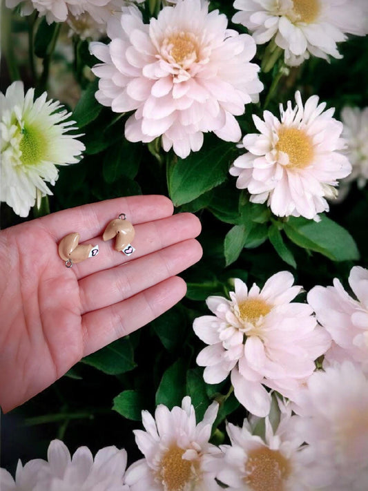 Polymer clay fortune cookie charm /cute kawaii fortune cookie heart charm / cute food jewelry charm stitch marker progress keeper notions