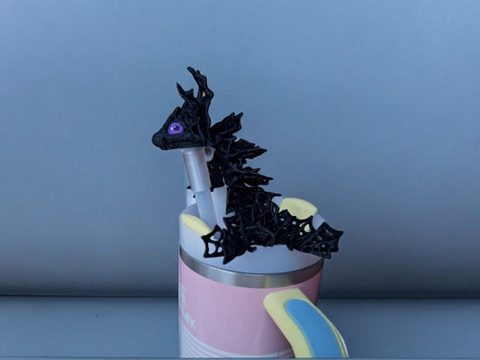3D articulated wicked dragon straw cap / 3d printed dragon animals / halloween spider web dragon tadling straw topper cover Fidget figurines
