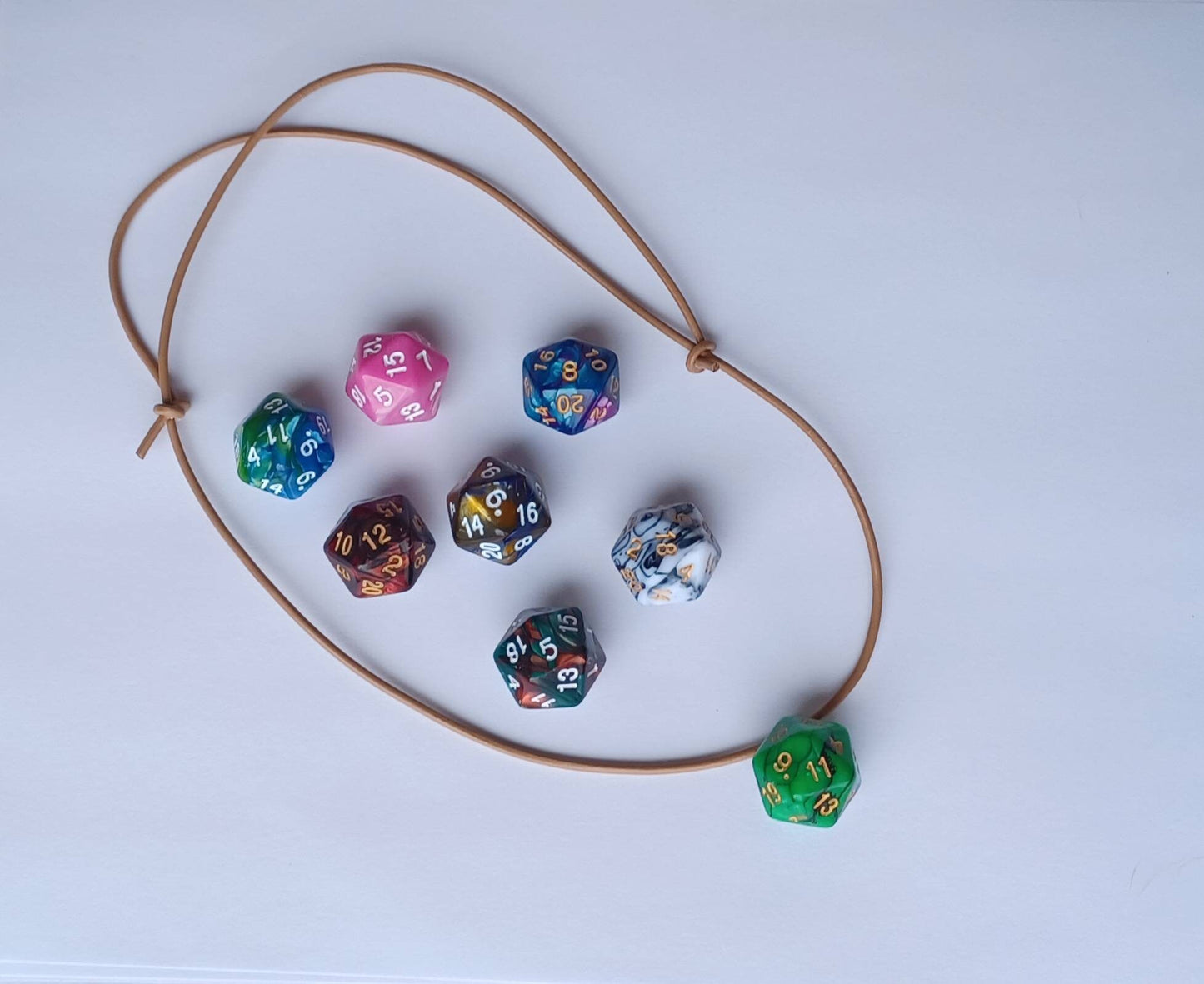 RANDOM COLOR Adjustable leather cord d20 dice necklace / d20 necklace / adjustable necklace