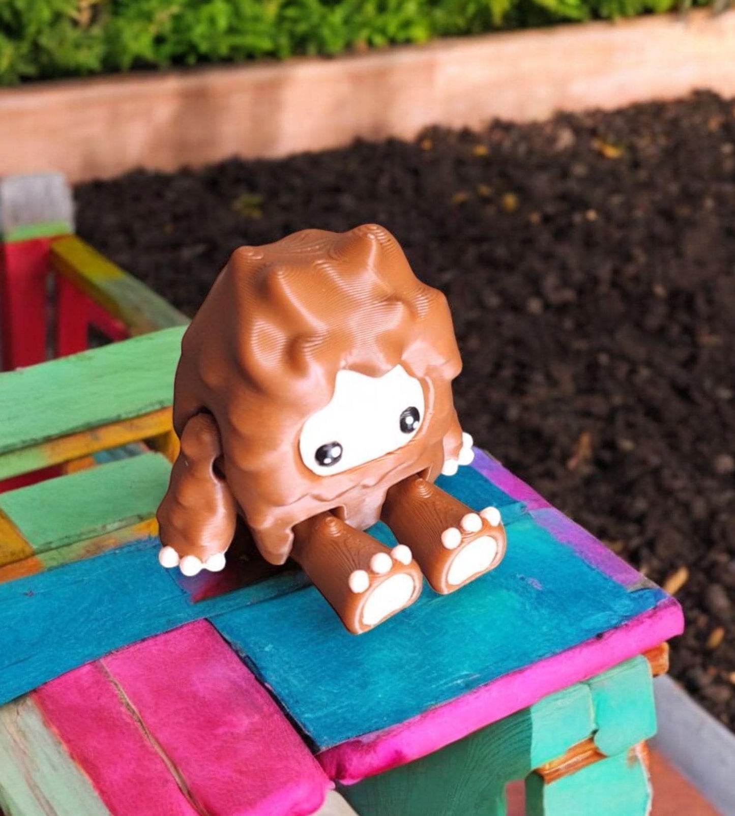 3D articulated printed bigfoot / 3d printed animal / 3d printed brown tan big foot cute cryptid figurine knick knack Fidget keychain