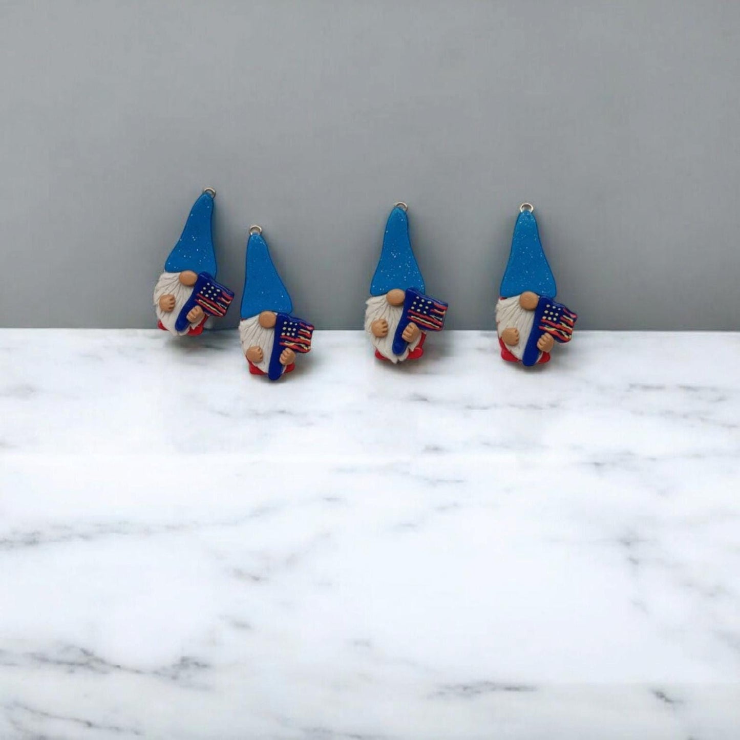 Kawaii 4th of july gnome charms / polymer clay gnome charms / kawaii independence holiday charms / red white blue USA gnome charms