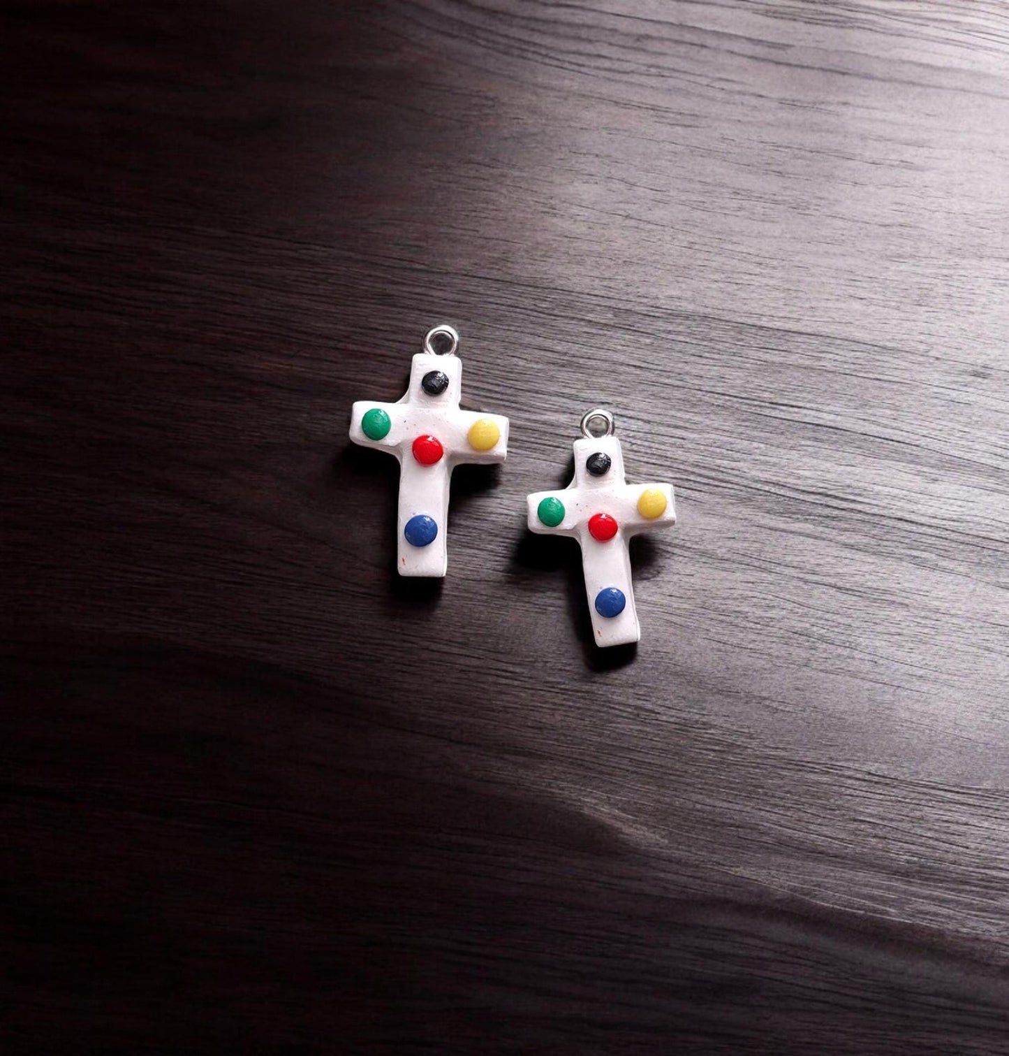 Clay christian charms / polymer clay colors of salvation cross charms /  Christian jewelry charms stitchmarker progress keeper notions