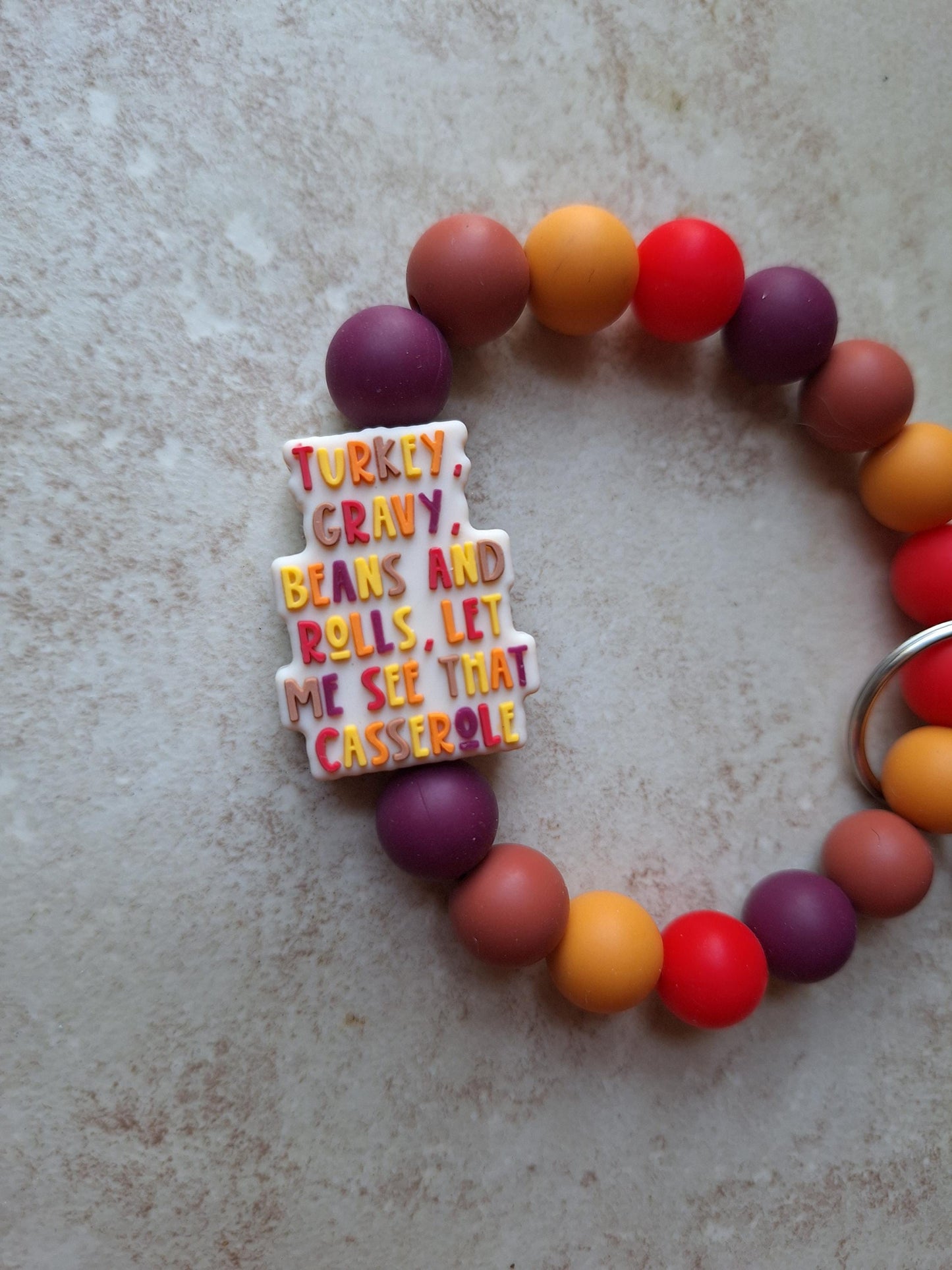 Silicone beaded wristlet keychain / fall Thanksgiving beaded wristlet turkey keychain / pumpkin bag accessories key chain gift