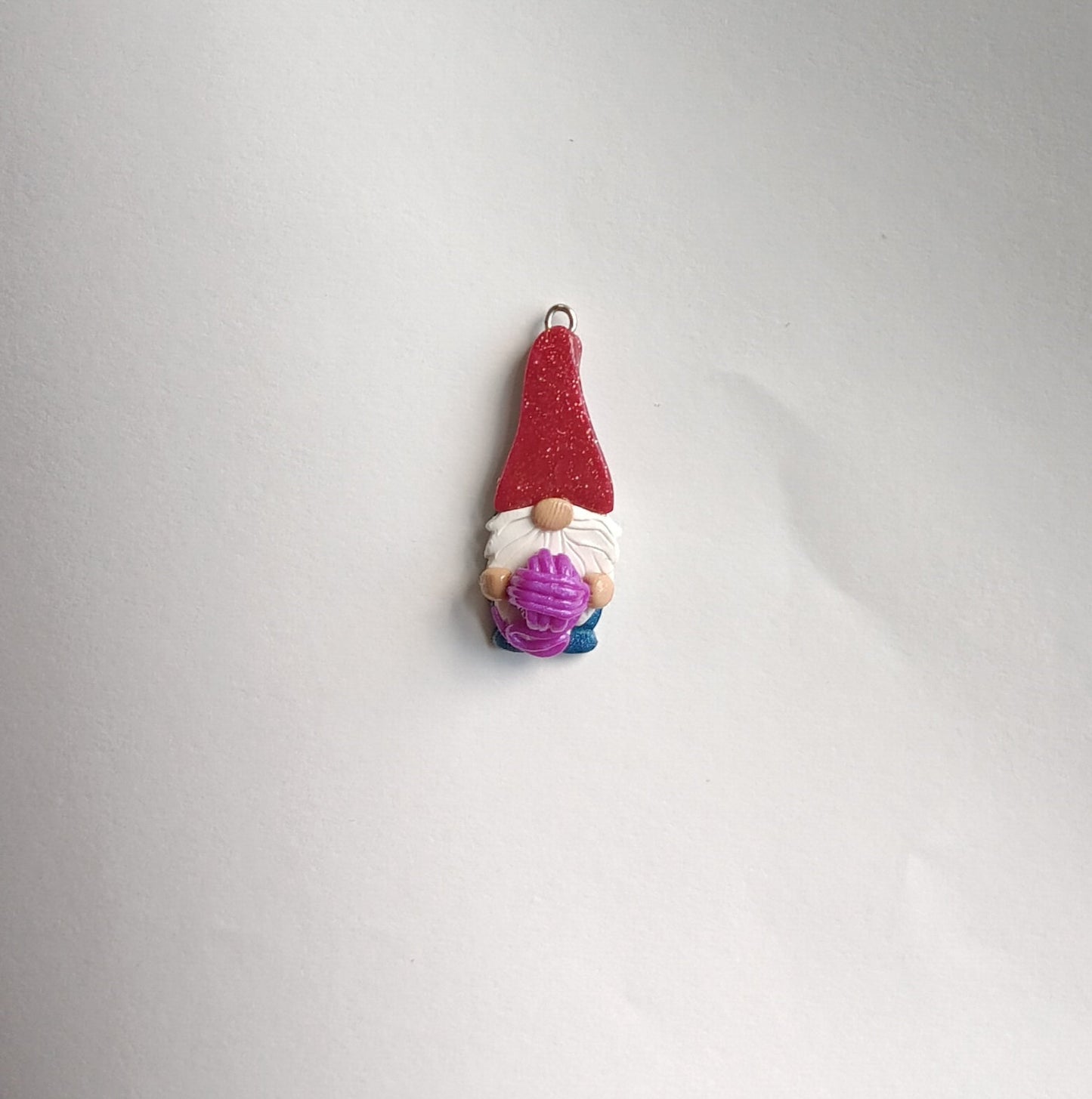 Kawaii yarn gnome charms / polymer clay garden gnome charms / gnome with ball of yarn charms / knitting gnome charms stitch marker