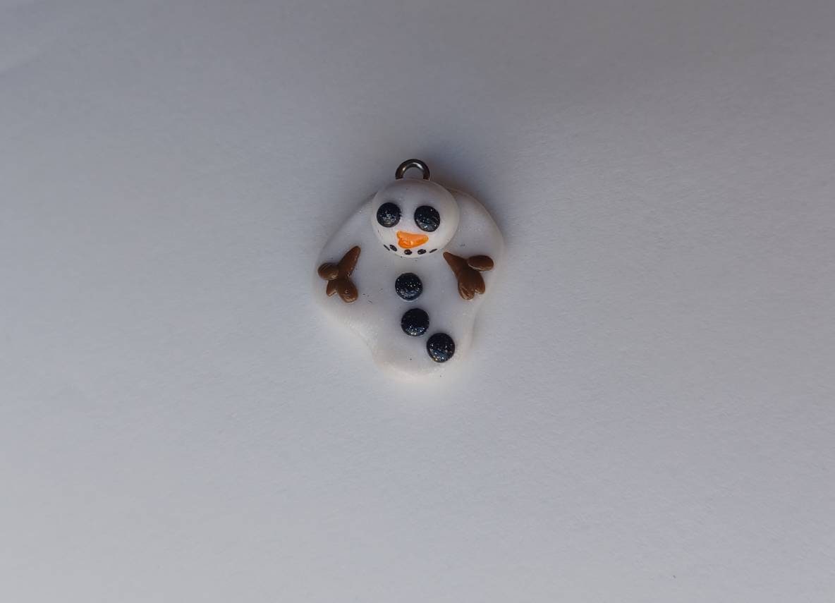 Polymer claymelting snowman charm / cute kawaii melted snowmen charm / Christmas Holiday charm jewelry stitch marker progress keeper notions