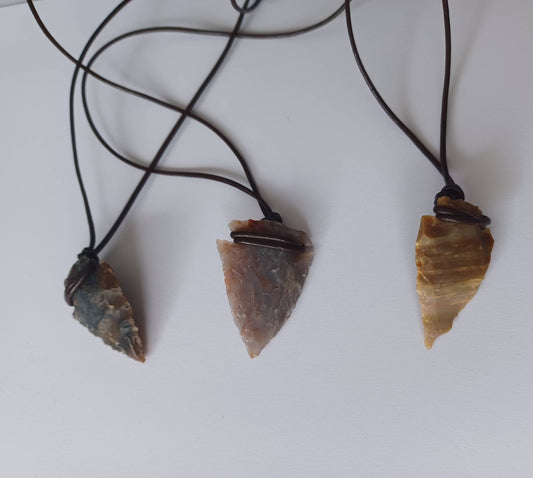 Adjustable leather cord arrowhead necklace / arrowhead necklace / adjustable necklace