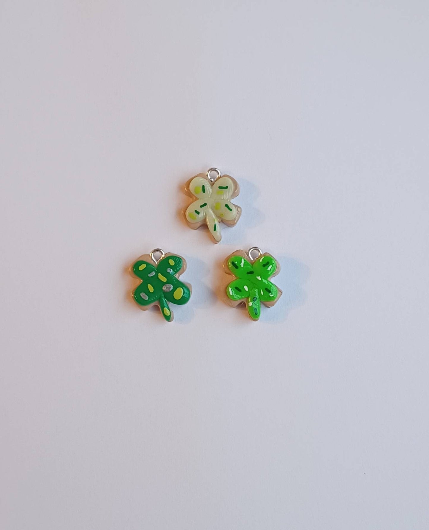 Kawaii st Patrick's day sugar cookie clover charms / polymer clay cookie charms / kawaii food charms / kawaii food jewelry / irish charms