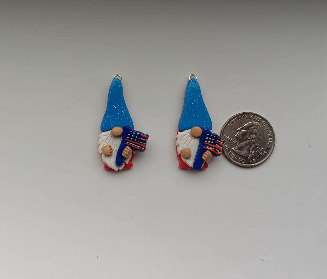 Kawaii 4th of july gnome charms / polymer clay gnome charms / kawaii independence holiday charms / red white blue USA gnome charms
