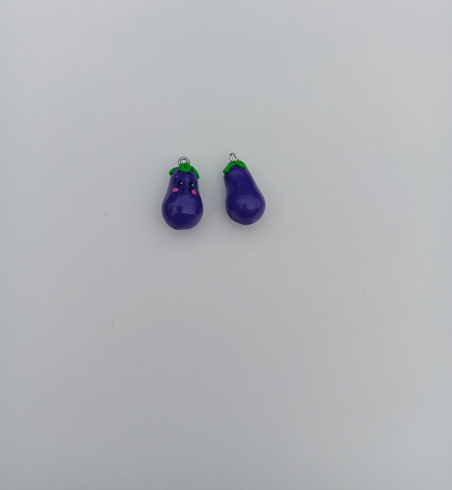 Kawaii eggplant charms / polymer clay egg plant charms / kawaii food charms / kawaii food jewelry stitch marker / clay veggie charms