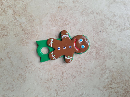 Polymer clay straw tag for stanley tumbler topper tumbler accessory christmas gingerbread tumbler topper tag / holiday tumbler accessories