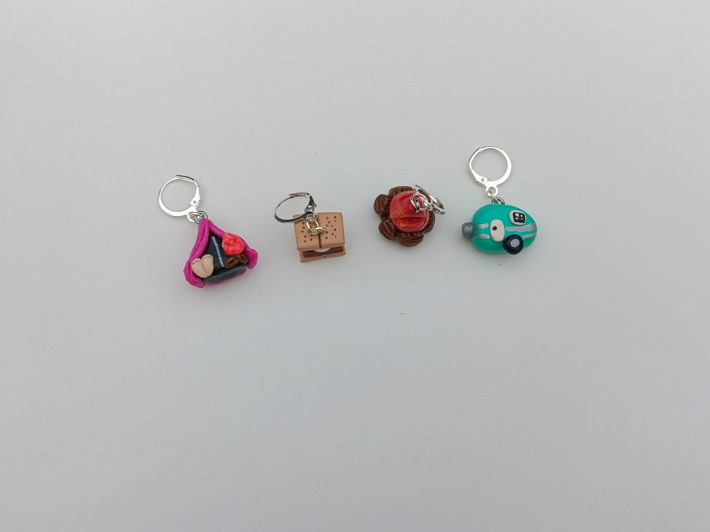 Stitch markers set 4 happy camper bundle / summer spring adventure stitch markers / camping stitch markers / set of four tent smore
