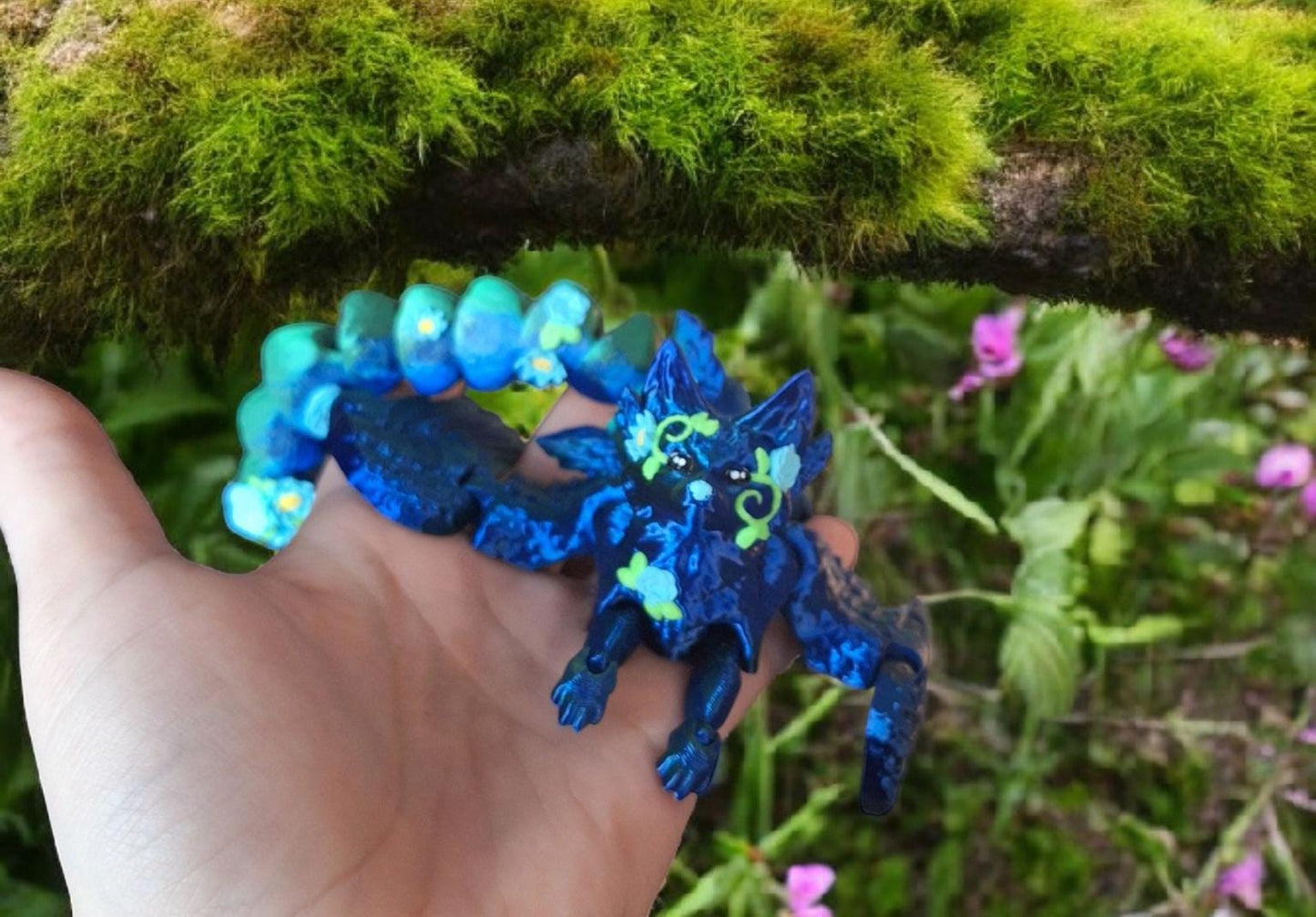 3D articulated winged fae fox / 3d printed floral fox figure 3d print / 3d printed animals figurine knick knack Fidget