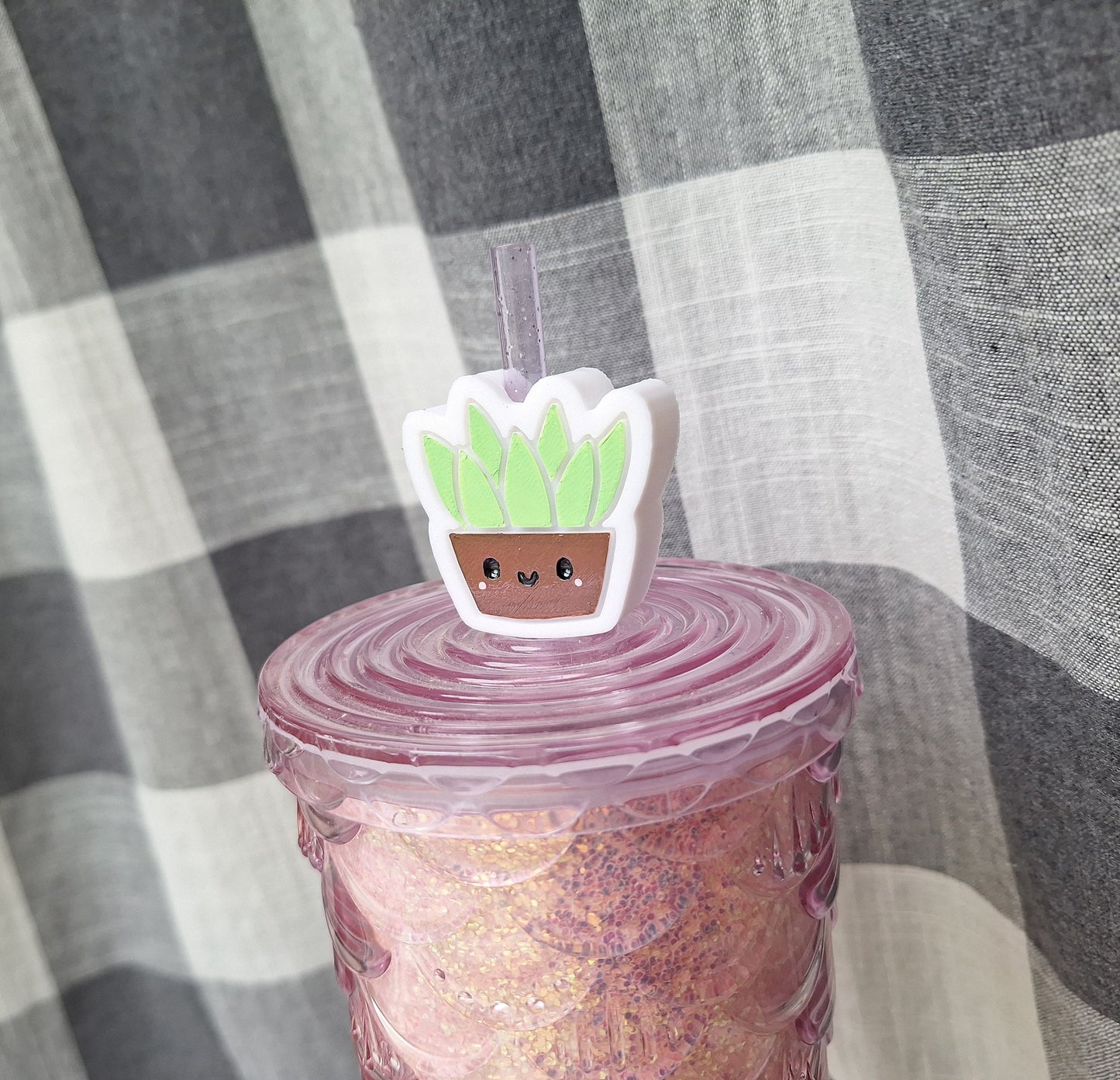 3D printed succulent plant straw buddy charm tumbler accessories / tumbler charm straw buddy / kawaii succulent straw topper charm