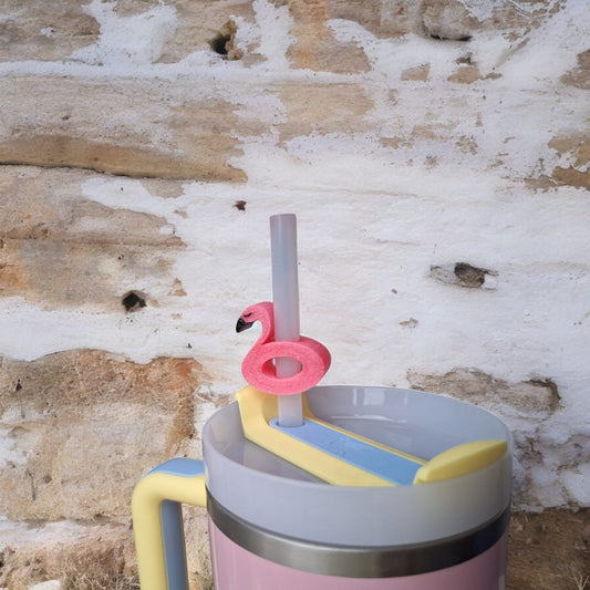 3D printed pink flamingo floatie straw buddy charm tumbler accessories / tumbler charm straw buddy / beach flamingo straw topper charm