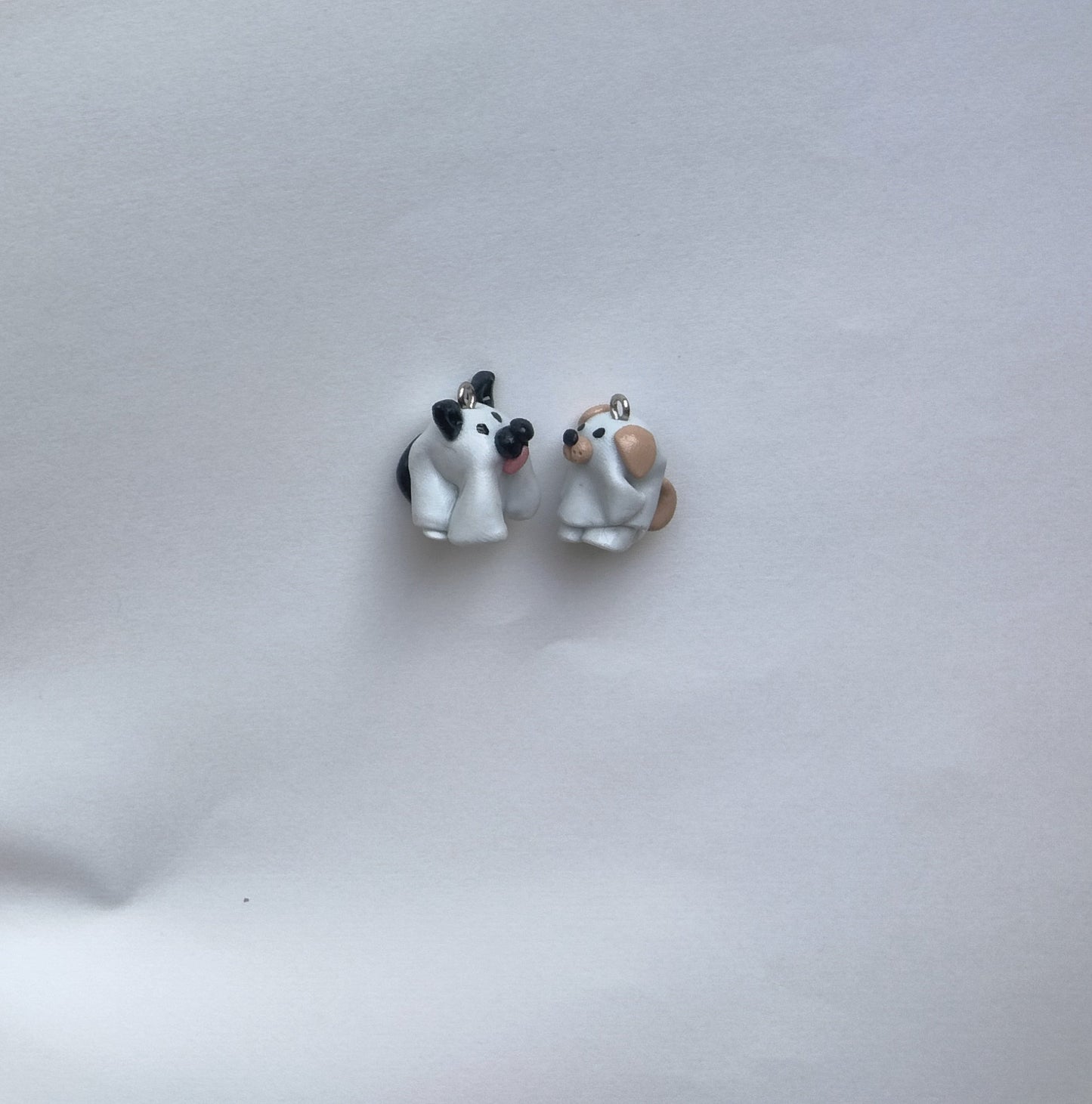 Kawaii sheet ghost charms / polymer clay ghost Halloween charms / Halloween holiday jewelry / ghost puppy dog charms / ghost stitch marker