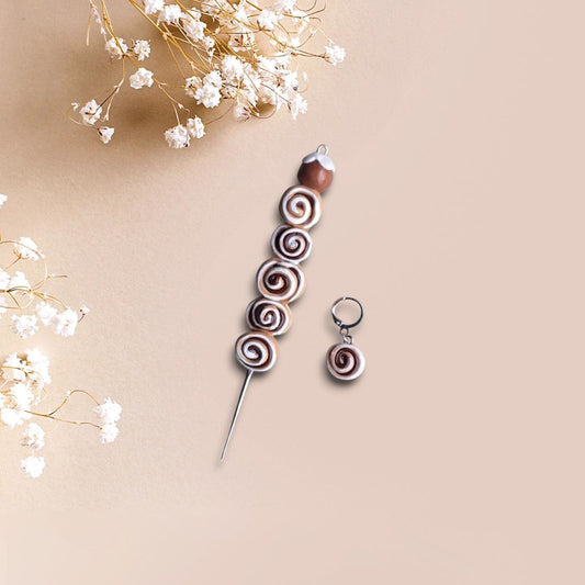 Polymer clay cinnamon roll dessert food crochet hook