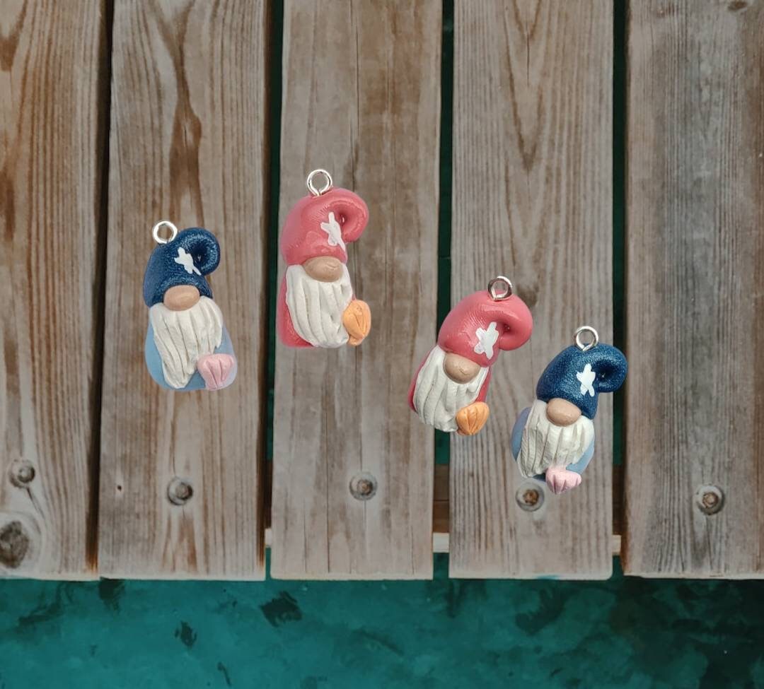 Kawaii beach gnome nautical charms / polymer clay gnome charms / kawaii toadstool charms / gnome charms starfish shell nautical gnome