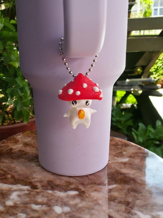 3D articulated red mushroom pixie tumbler charm buddy / 3d printed animals tumbler handle charms Fidget toadstool pixie charm colorful