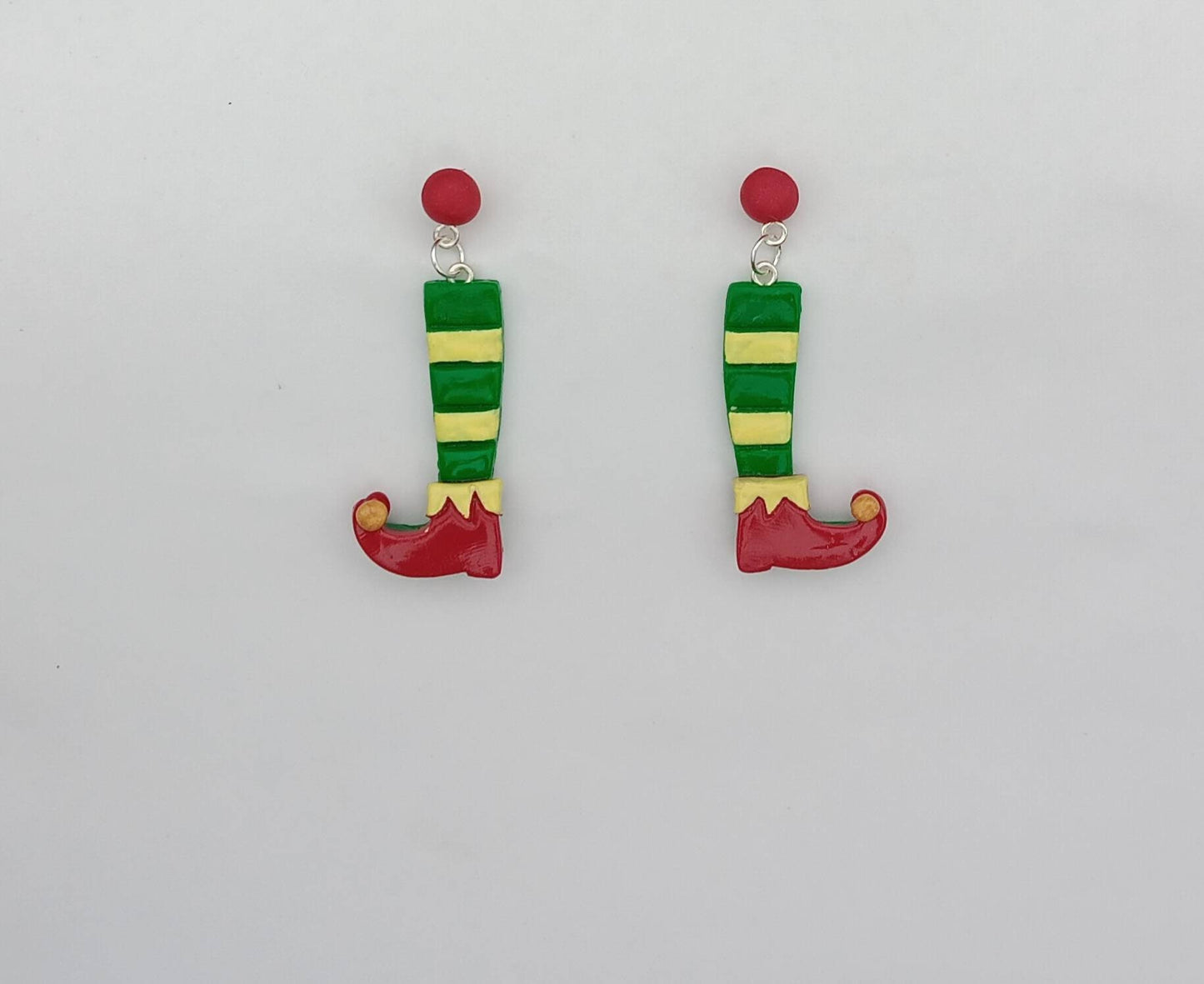 Kawaii christmas elf earrings / polymer clay holiday earrings / kawaii christmas holiday winter jewelry / clay elf legs earrings